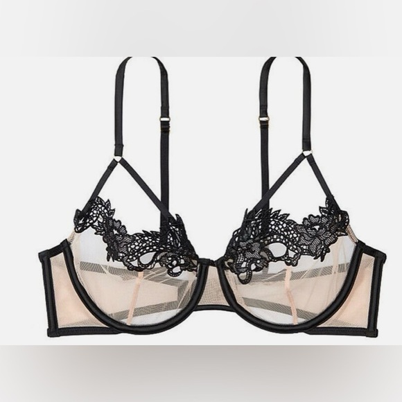 Victoria Secret Luxe Dragon Lace Bra Unlined Balconette Nude Lingerie 36C Nee - Picture 6 of 11